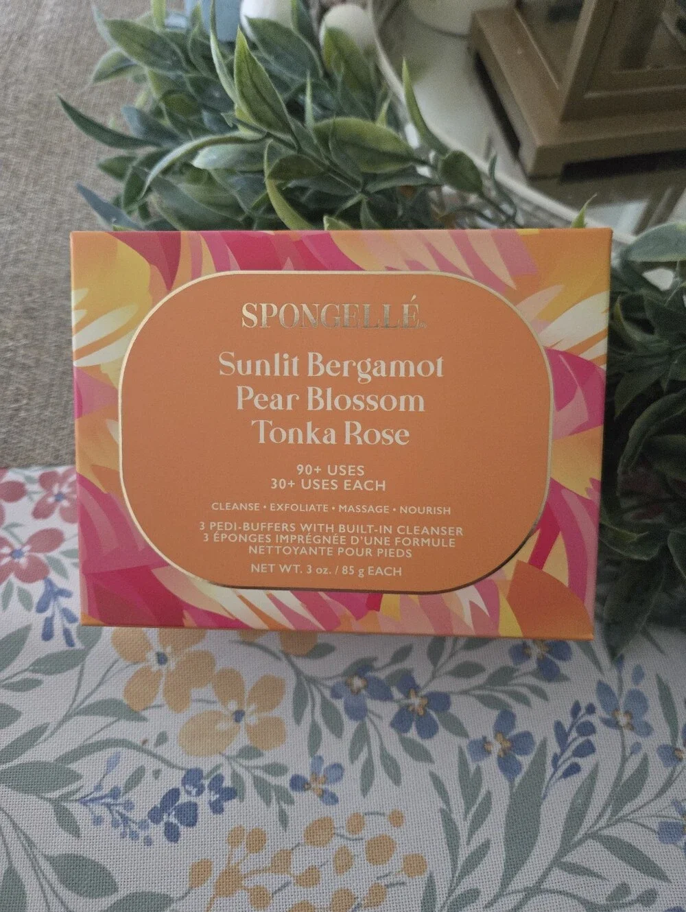 Spongelle Sunlit Bergamot Pear Blossom Tonka Rose Cleansing Pedi-Buffer